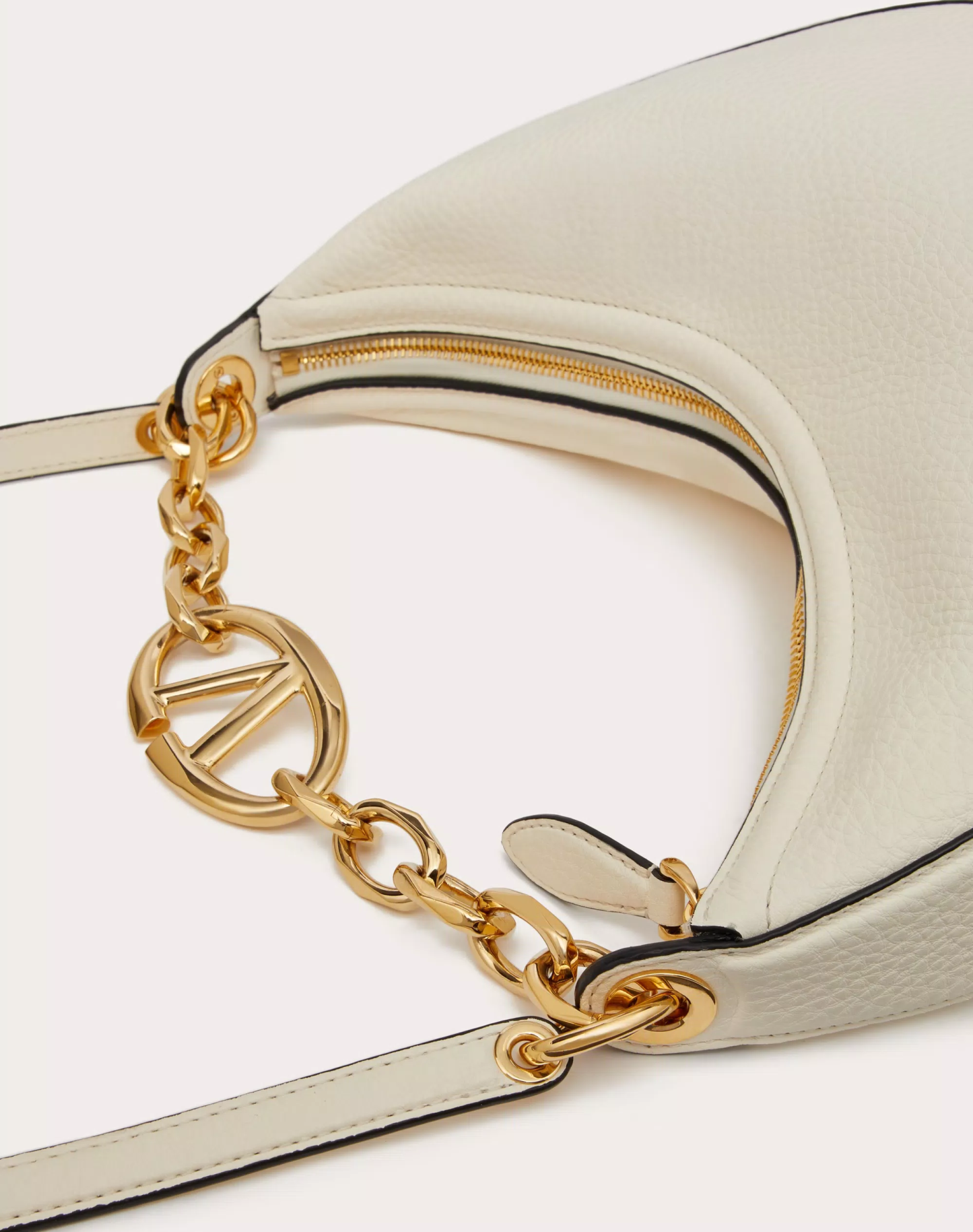 SMALL VLOGO MOON HOBO BAG IN LEATHER WITH CHAIN